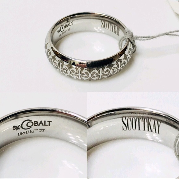 Scott Kay 7mm Cobalt Devout Cross Ring - Picture 3 of 8